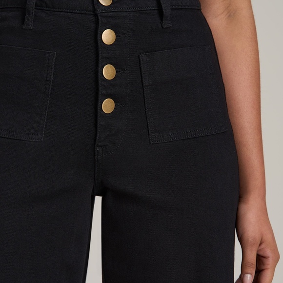 American Tall Stevie Wide Leg Patch Pocket Jeans for Tall Women in Black Size 30 - Picture 2 of 3